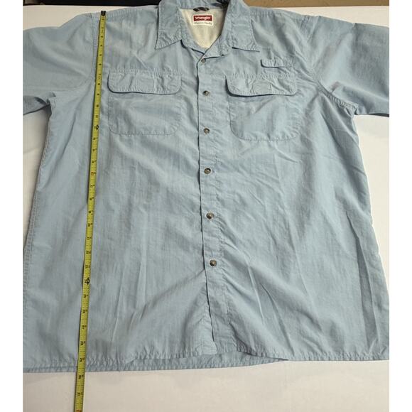 Wrangler Premium Quality Blue Short Sleeve Button Down Work Shirt Men's Size XL - Picture 9 of 11